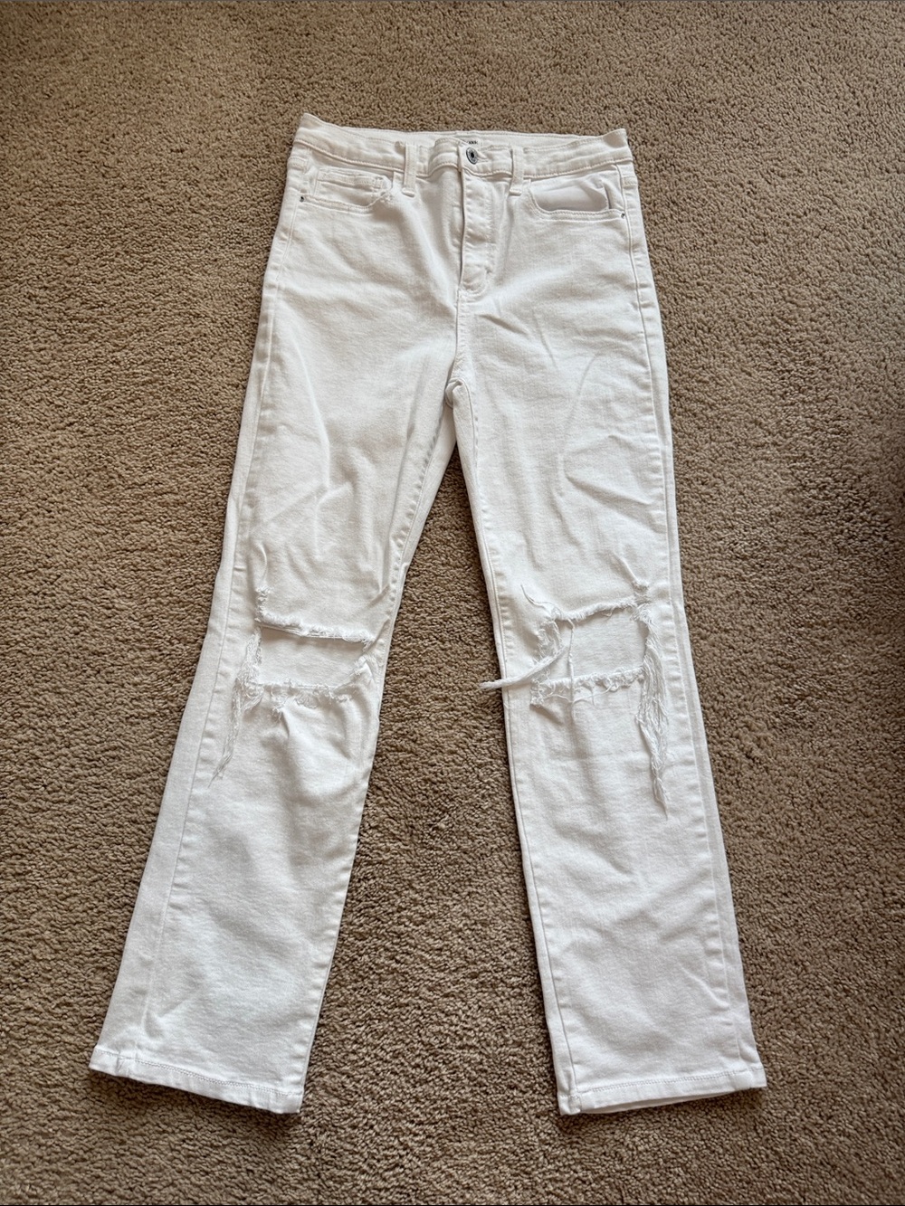 Sneak Peek White Straight-Leg Distressed Jeans